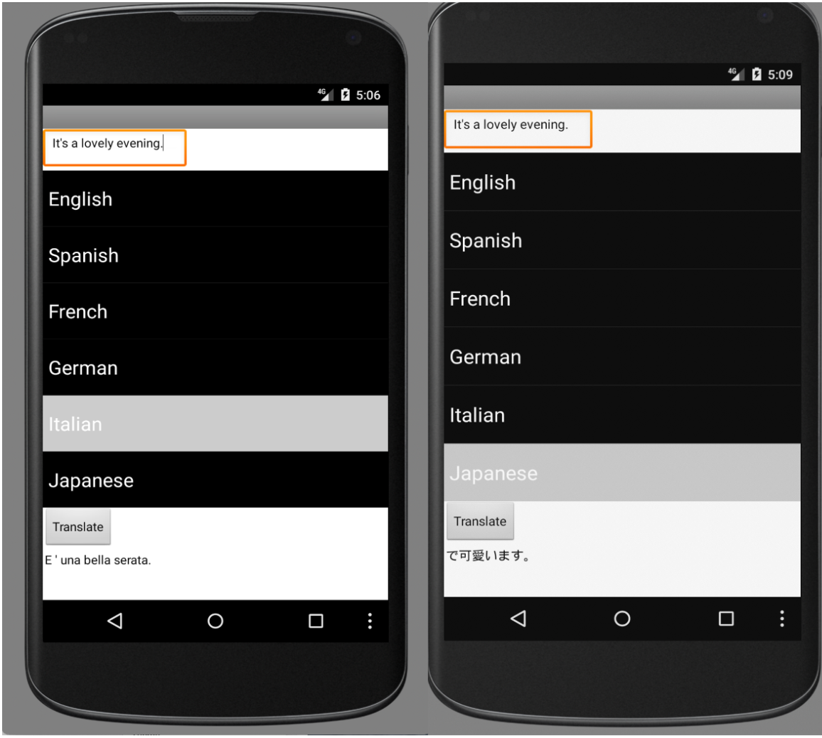 GUI of Translate App